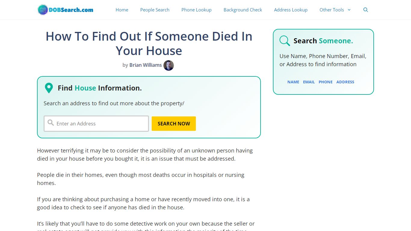 How To Find Out If Someone Died In Your House - DOBSearch.com